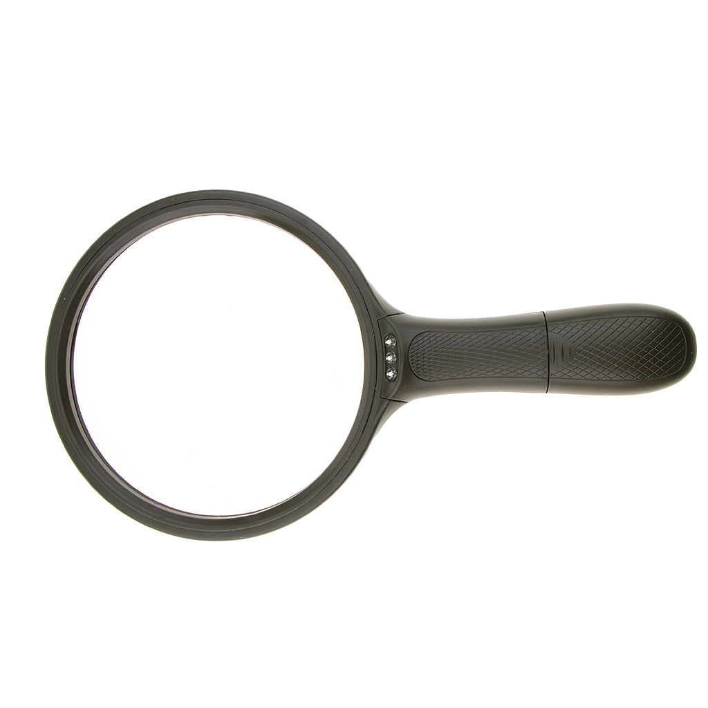 Handheld Reading Loupe with 3 LED Light Magnifying Elder Magnifier 1.8X 5X