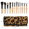 12 PCS Pro Makeup Brush Set Cosmetic Tool with Leopard Bag Beauty Face Eye Lip Brushes Kit