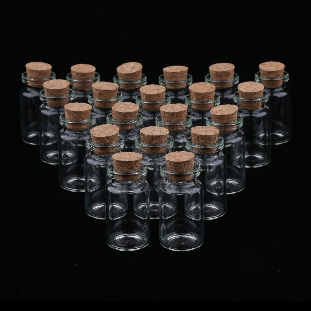 Mini Clear Glass Bottles with Cork Stoppers for Message, Crafts, Projects,Christmas Decoration,7ml Glass Test Tubes (20 Pack), 0.7x1.5inch