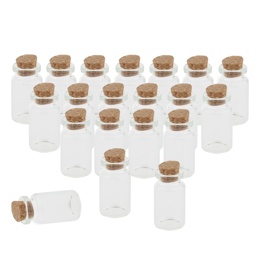 Mini Clear Glass Bottles with Cork Stoppers for Message, Crafts, Projects,Christmas Decoration,7ml Glass Test Tubes (20 Pack), 0.7x1.5inch