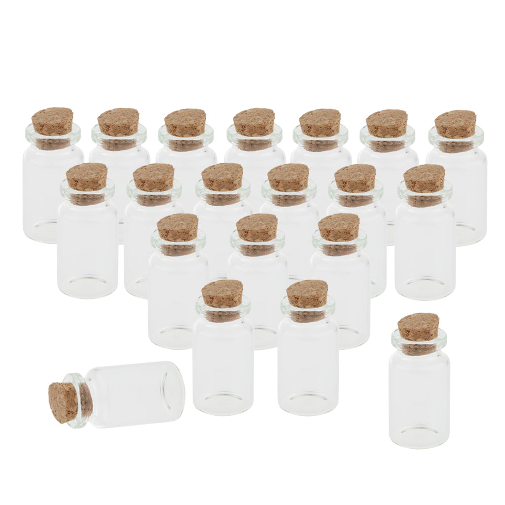 Mini Clear Glass Bottles with Cork Stoppers for Message, Crafts, Projects,Christmas Decoration,7ml Glass Test Tubes (20 Pack), 0.7x1.5inch