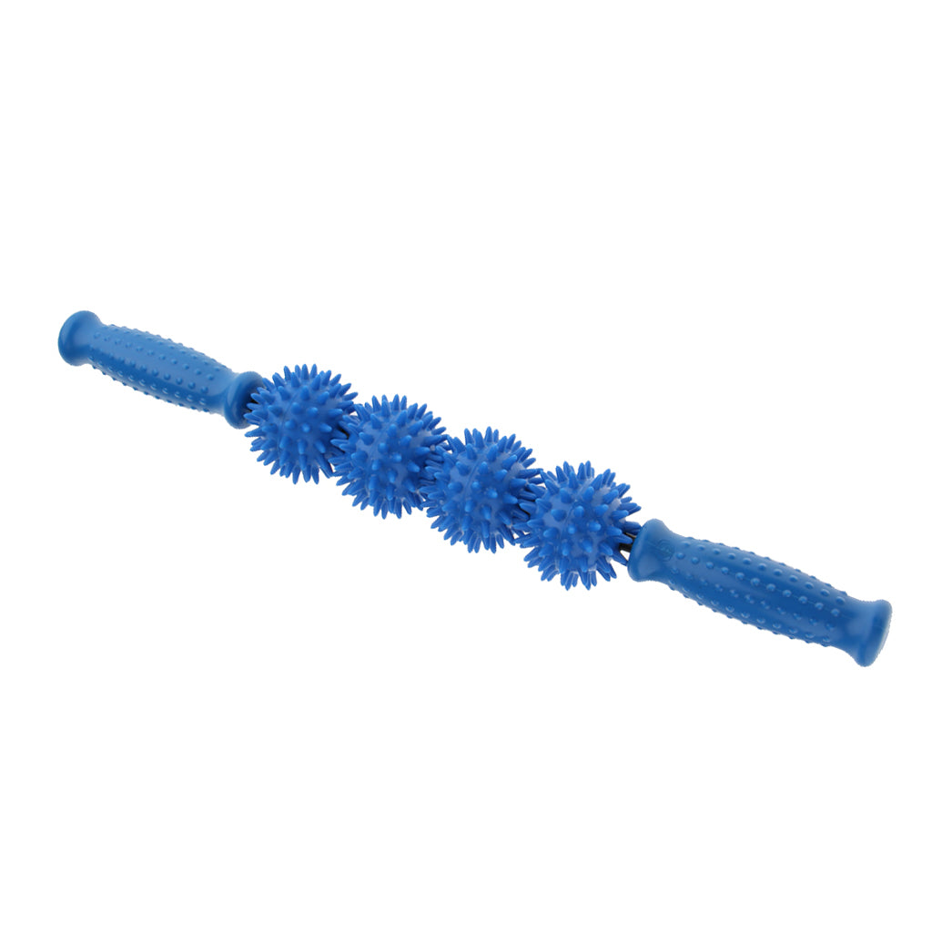 Comfortable 4 Balls Massage Roller Stick for Body Muscle Relaxation Blue