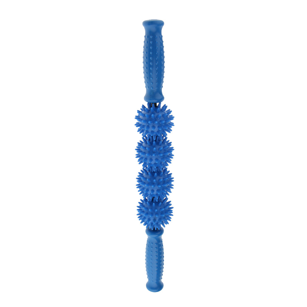 Comfortable 4 Balls Massage Roller Stick for Body Muscle Relaxation Blue