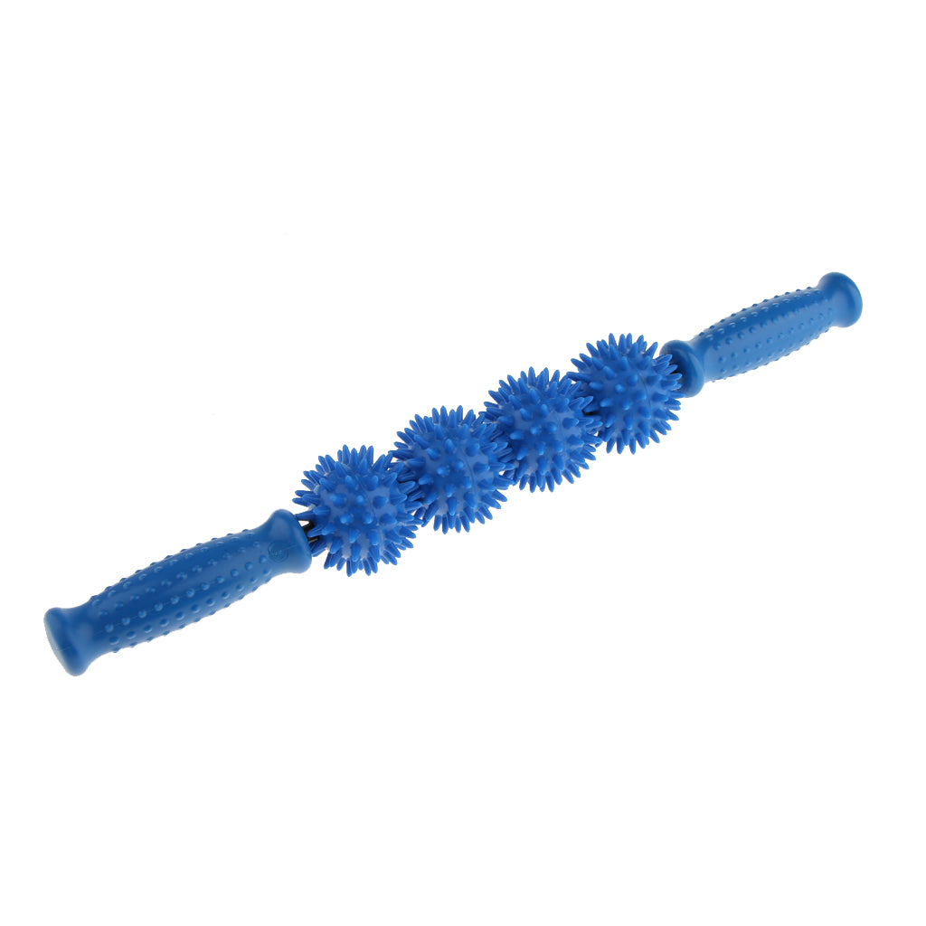 Comfortable 4 Balls Massage Roller Stick for Body Muscle Relaxation Blue