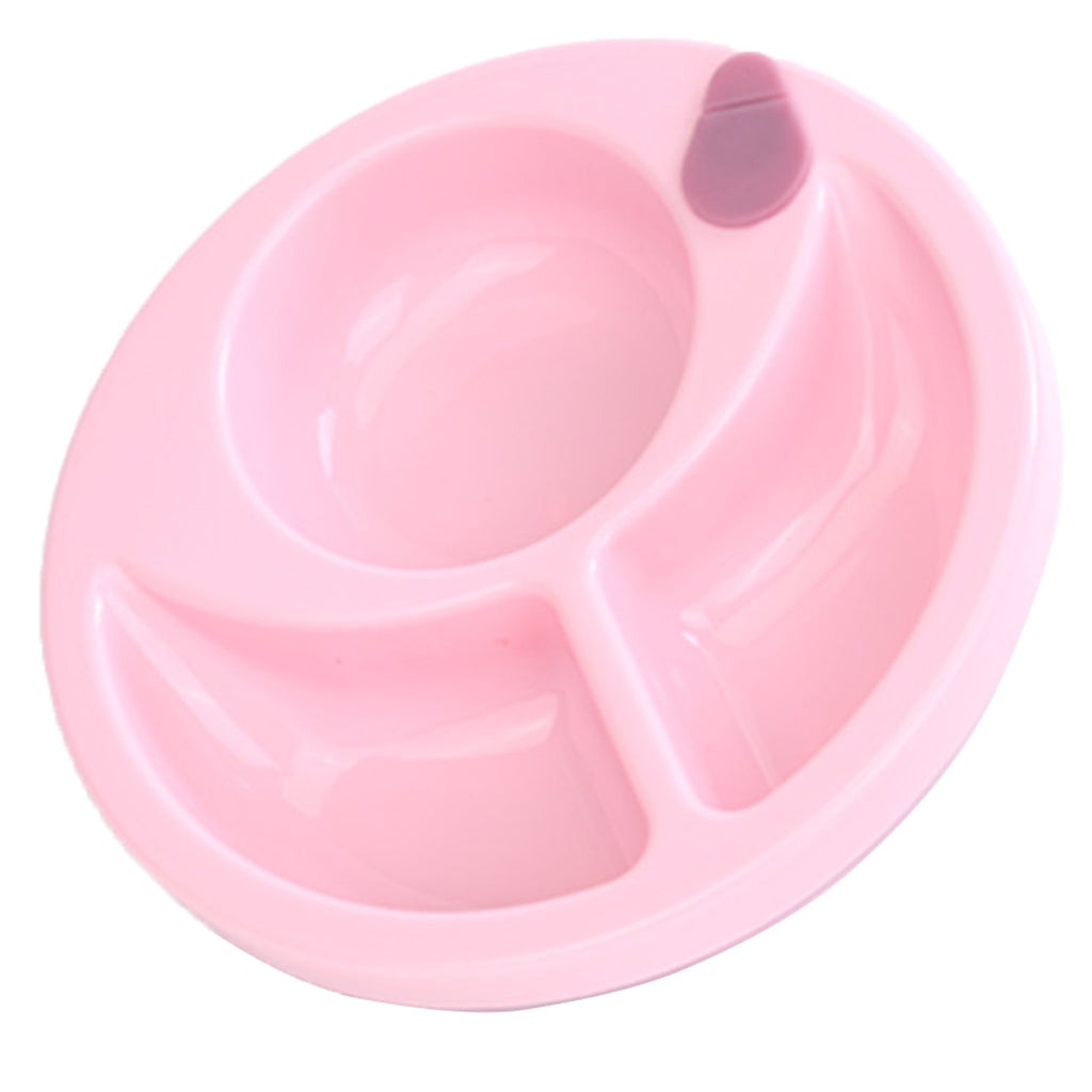 Plastic Divided Anti-skid Sucker Food Tray Dish Plate Feeding Bowl Tableware Set for Baby Toddler – Pink