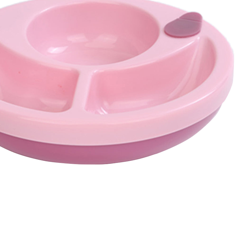 Plastic Divided Anti-skid Sucker Food Tray Dish Plate Feeding Bowl Tableware Set for Baby Toddler – Pink