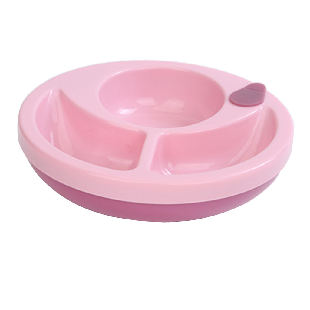 Plastic Divided Anti-skid Sucker Food Tray Dish Plate Feeding Bowl Tableware Set for Baby Toddler – Pink