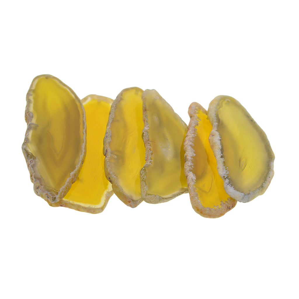 6Pc 2-3" Lemon Yellow Agate Slices Quartz Crystal Pendant Jewelry DIY Making