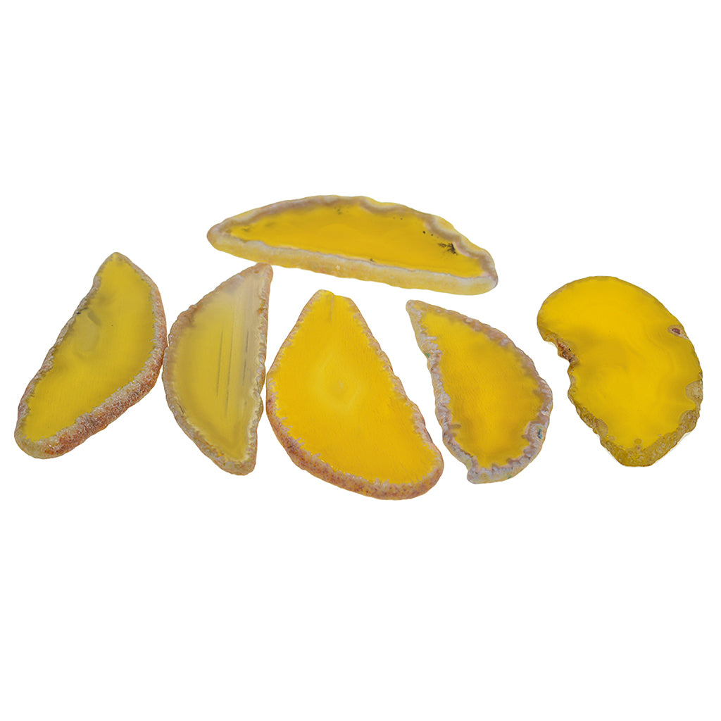 6Pc 2-3" Lemon Yellow Agate Slices Quartz Crystal Pendant Jewelry DIY Making