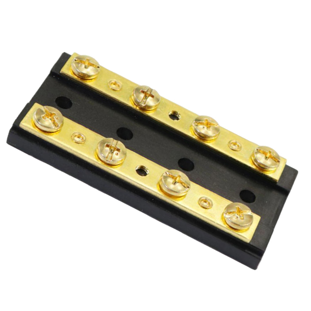 Marine Boat RV Car Brass 4 Gang Duel Buss Bar Block Positive & Negative 8 Terminal 32V 60A