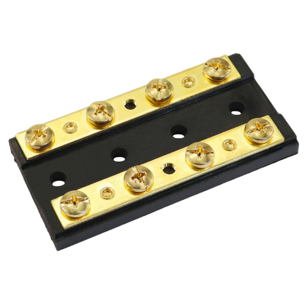 Marine Boat RV Car Brass 4 Gang Duel Buss Bar Block Positive & Negative 8 Terminal 32V 60A