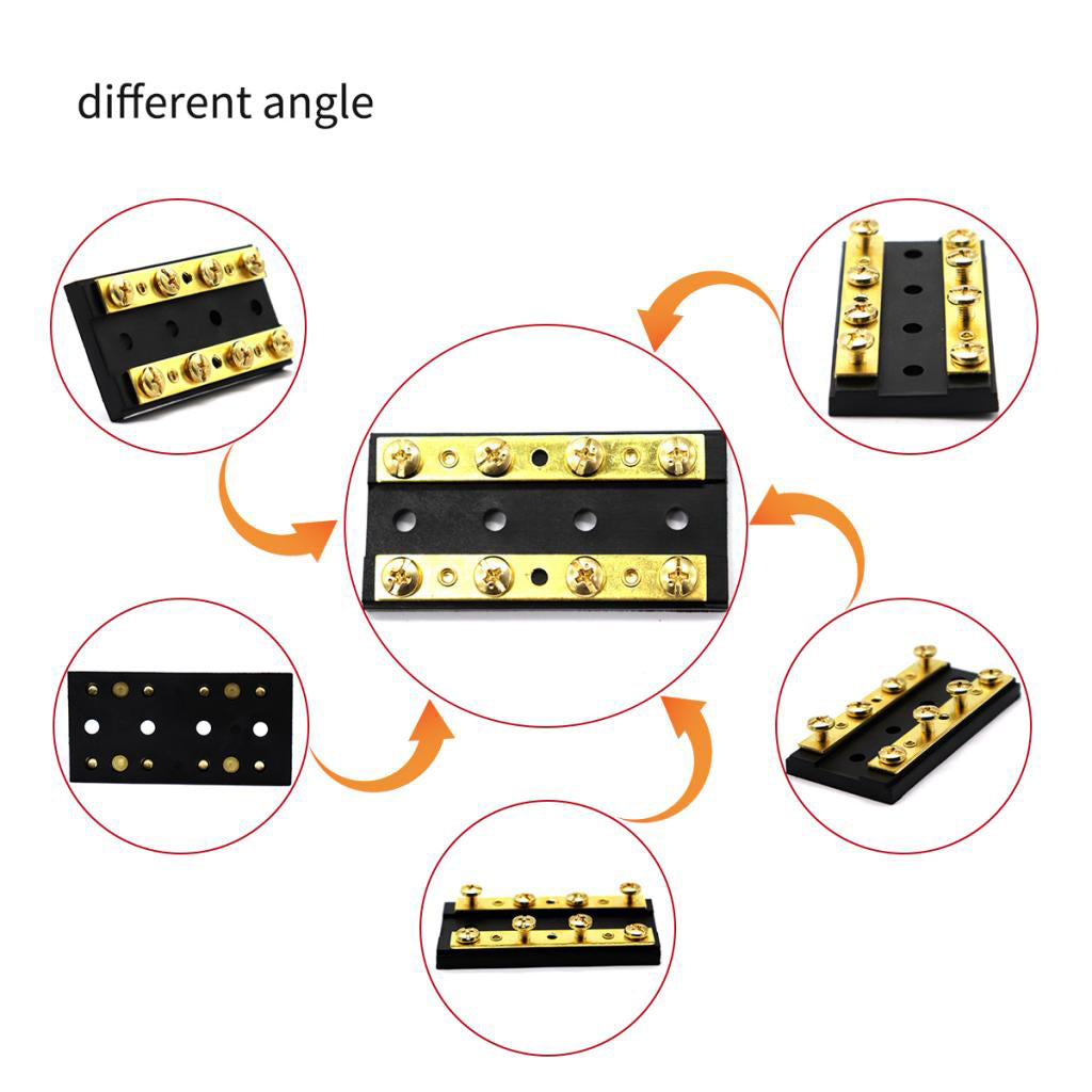 Marine Boat RV Car Brass 4 Gang Duel Buss Bar Block Positive & Negative 8 Terminal 32V 60A