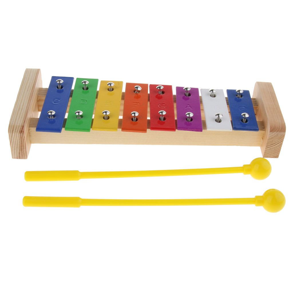 Colorful 8 Tones Hand Knock Xylophone with 2 Wooden Mallets Preschool Educational Toys