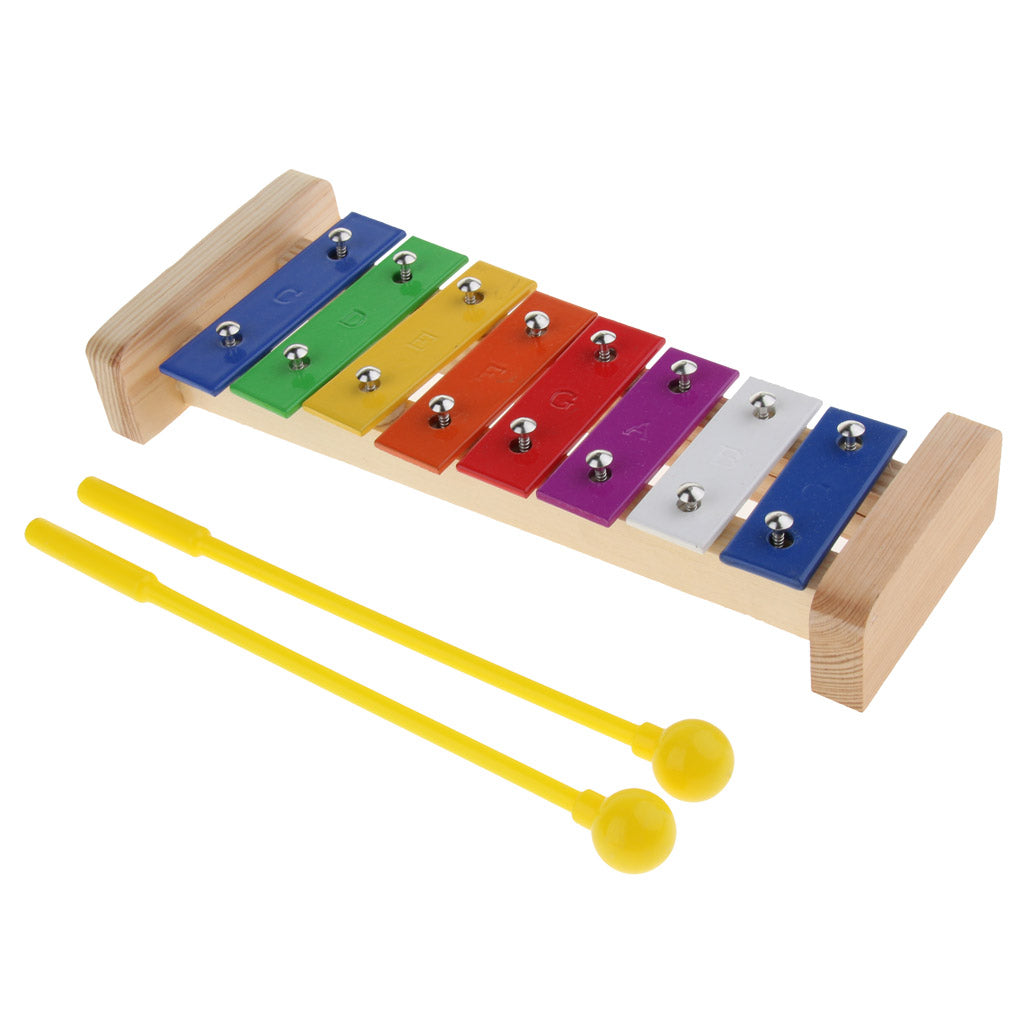 Colorful 8 Tones Hand Knock Xylophone with 2 Wooden Mallets Preschool Educational Toys