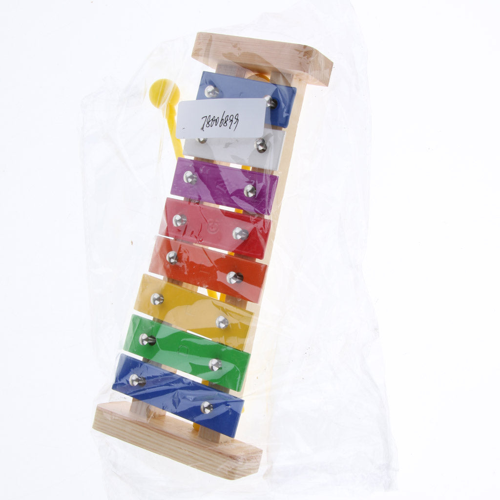 Colorful 8 Tones Hand Knock Xylophone with 2 Wooden Mallets Preschool Educational Toys