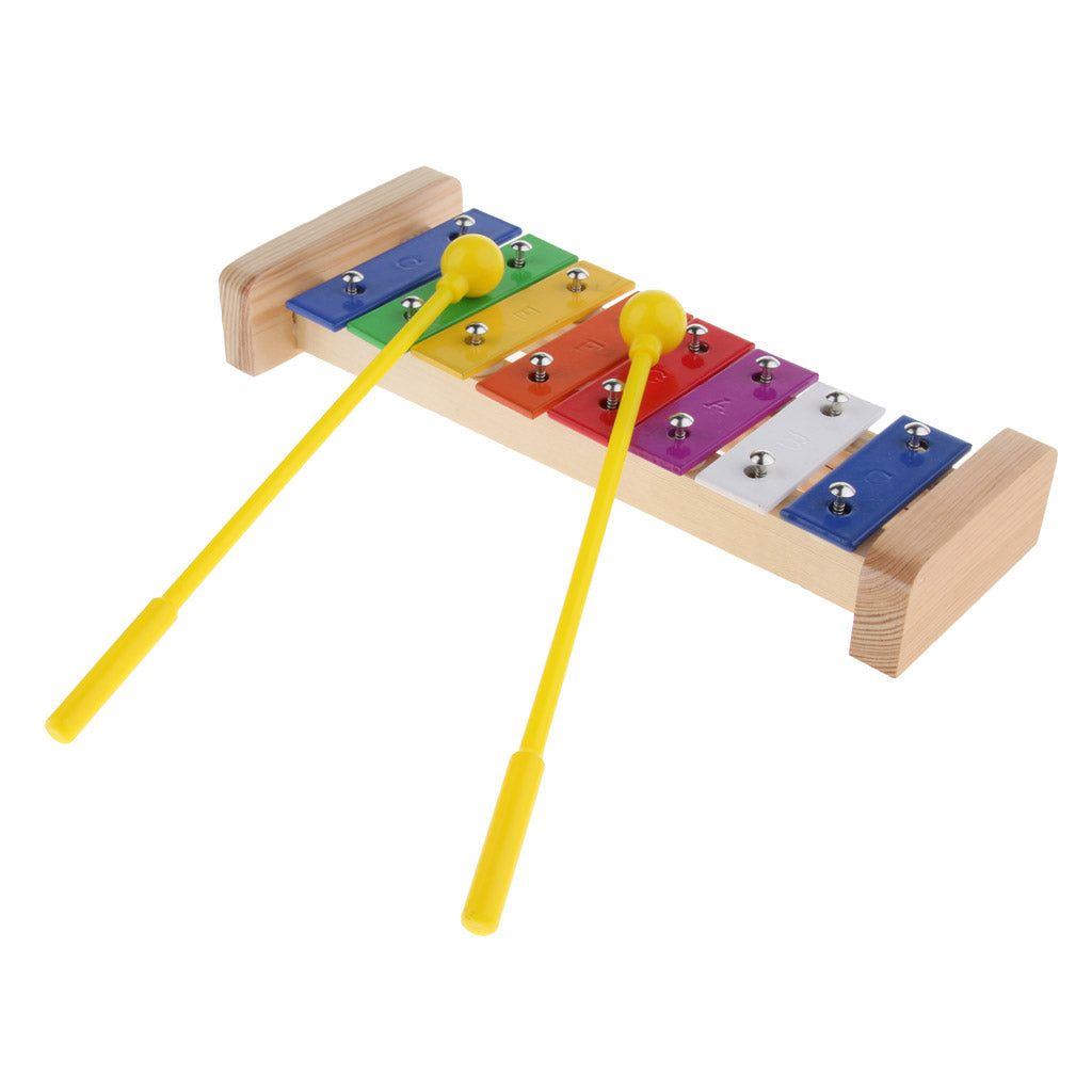 Colorful 8 Tones Hand Knock Xylophone with 2 Wooden Mallets Preschool Educational Toys