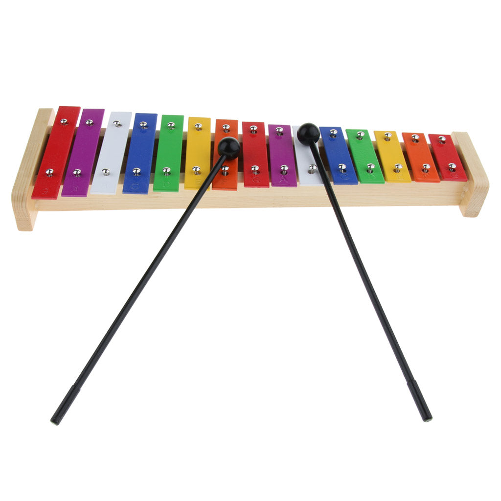 1 Set 15 Notes Xylophone with 1Pair Mallets Beaters