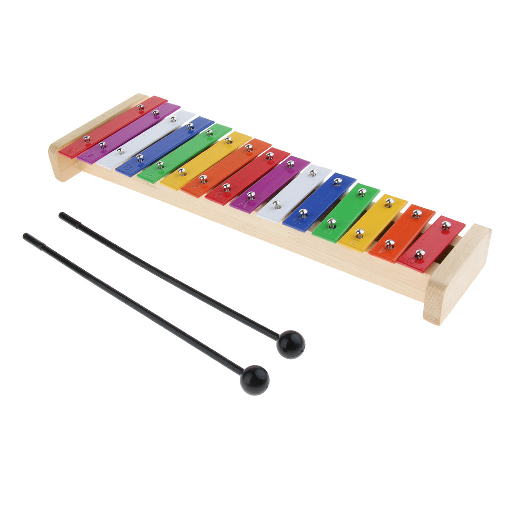 1 Set 15 Notes Xylophone with 1Pair Mallets Beaters