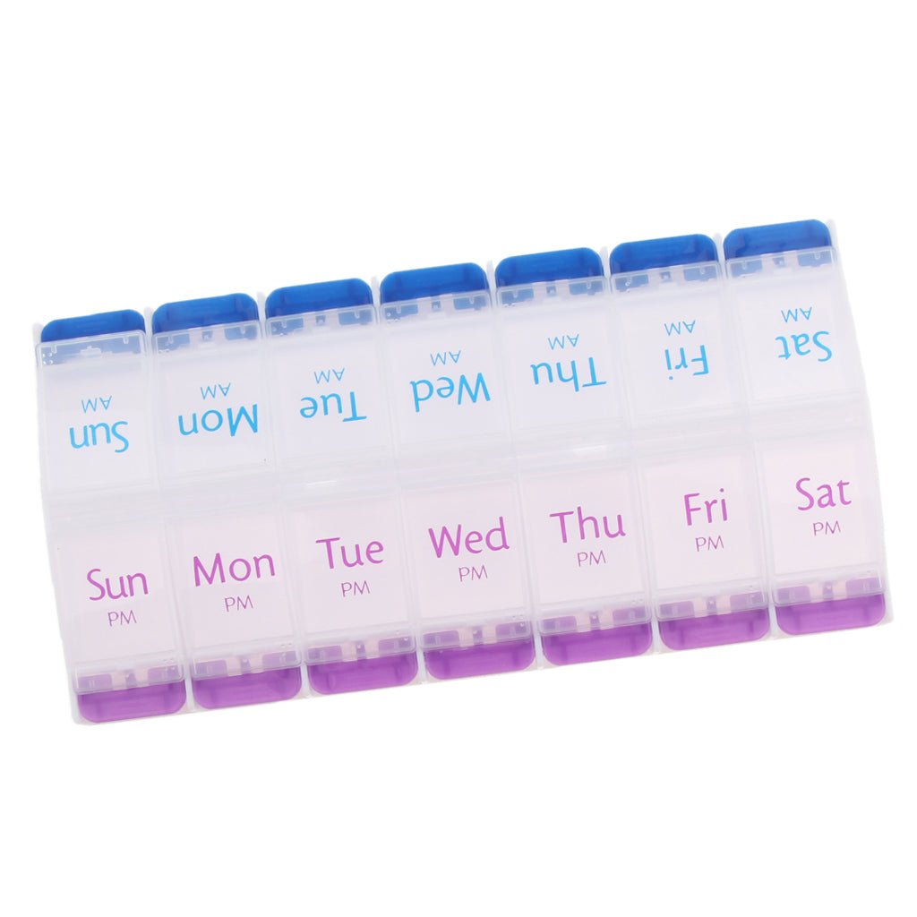 AM PM 14 Slots 7 Day Travel Pill Tablet Medicine Capsule Box Organizer Holder Case