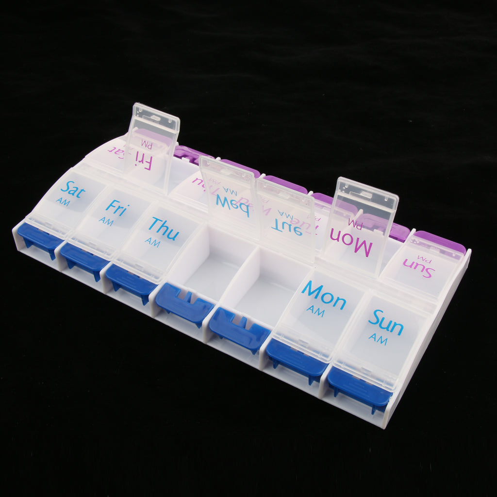 AM PM 14 Slots 7 Day Travel Pill Tablet Medicine Capsule Box Organizer Holder Case