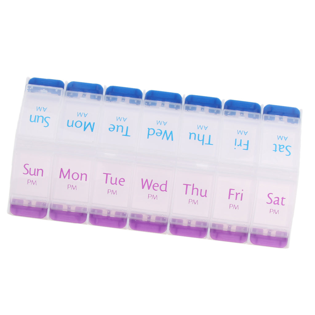 AM PM 14 Slots 7 Day Travel Pill Tablet Medicine Capsule Box Organizer Holder Case