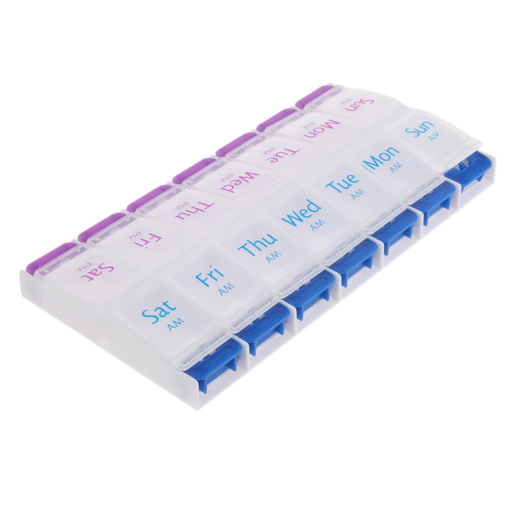 AM PM 14 Slots 7 Day Travel Pill Tablet Medicine Capsule Box Organizer Holder Case