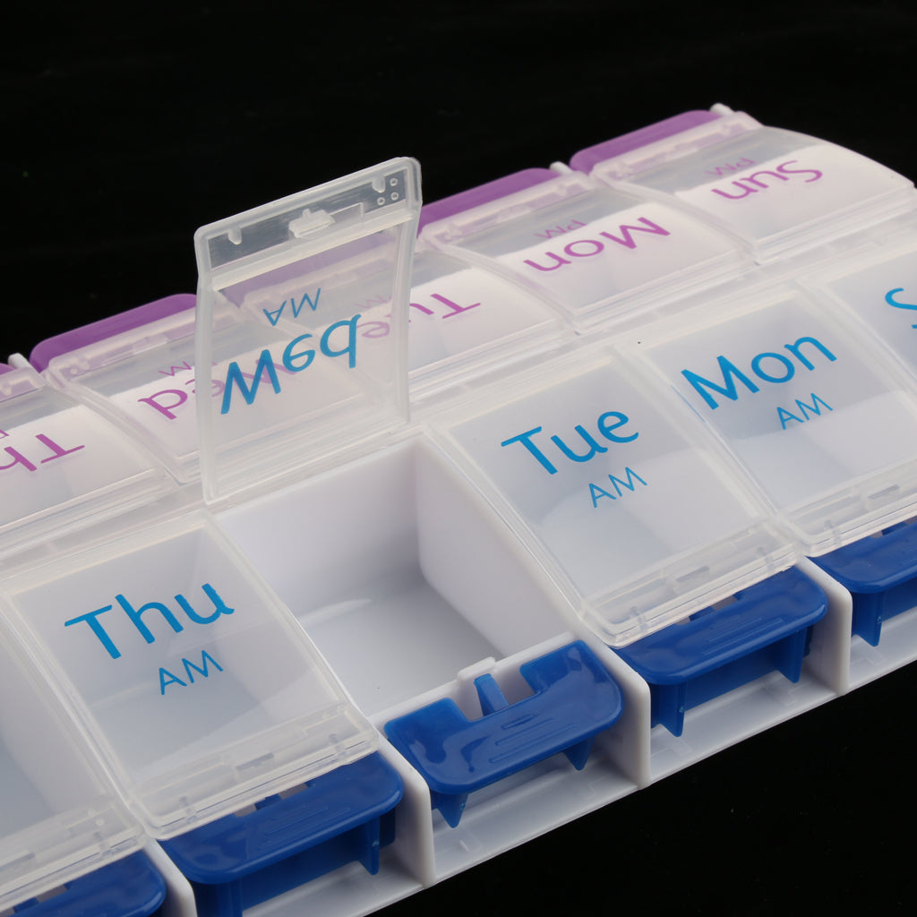 AM PM 14 Slots 7 Day Travel Pill Tablet Medicine Capsule Box Organizer Holder Case