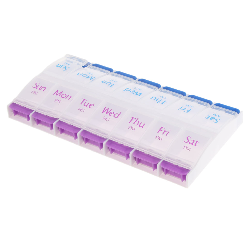 AM PM 14 Slots 7 Day Travel Pill Tablet Medicine Capsule Box Organizer Holder Case