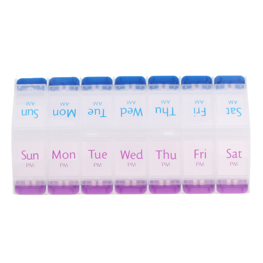 AM PM 14 Slots 7 Day Travel Pill Tablet Medicine Capsule Box Organizer Holder Case