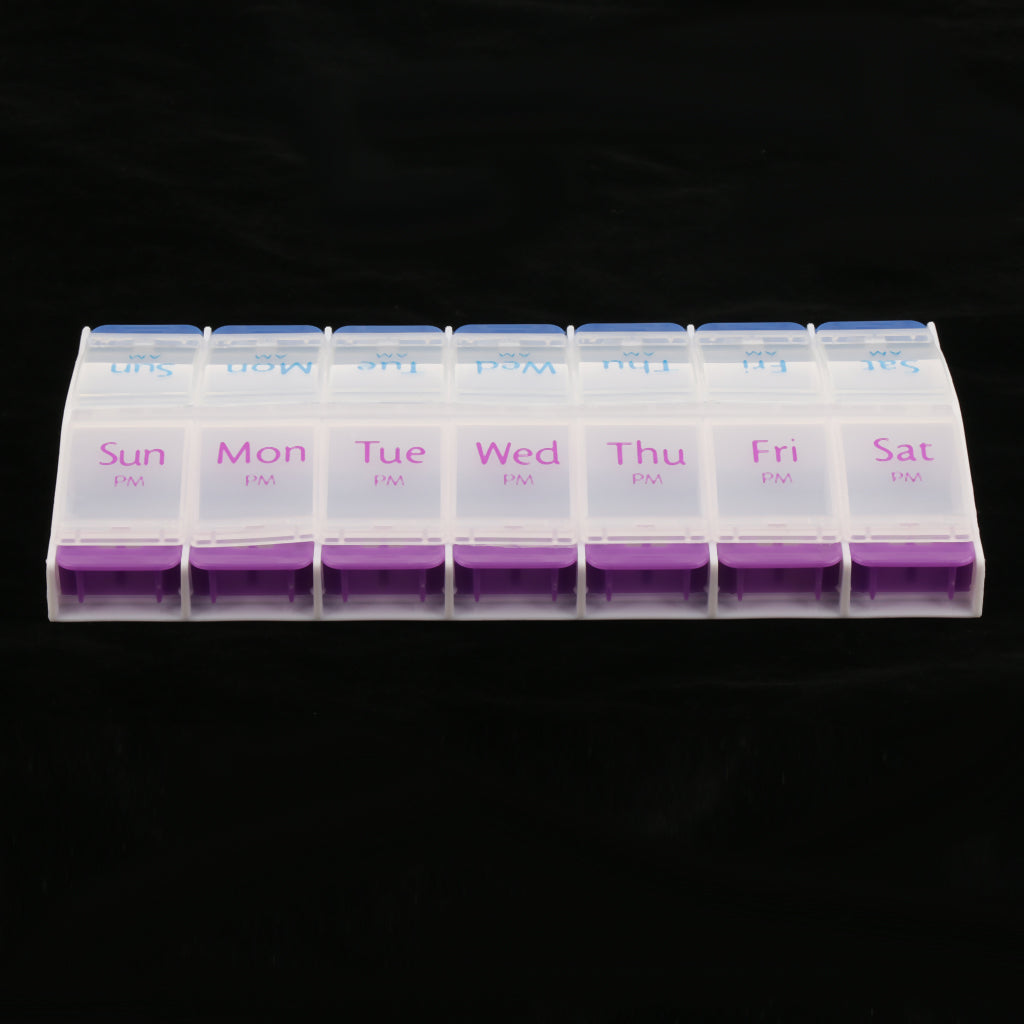 AM PM 14 Slots 7 Day Travel Pill Tablet Medicine Capsule Box Organizer Holder Case