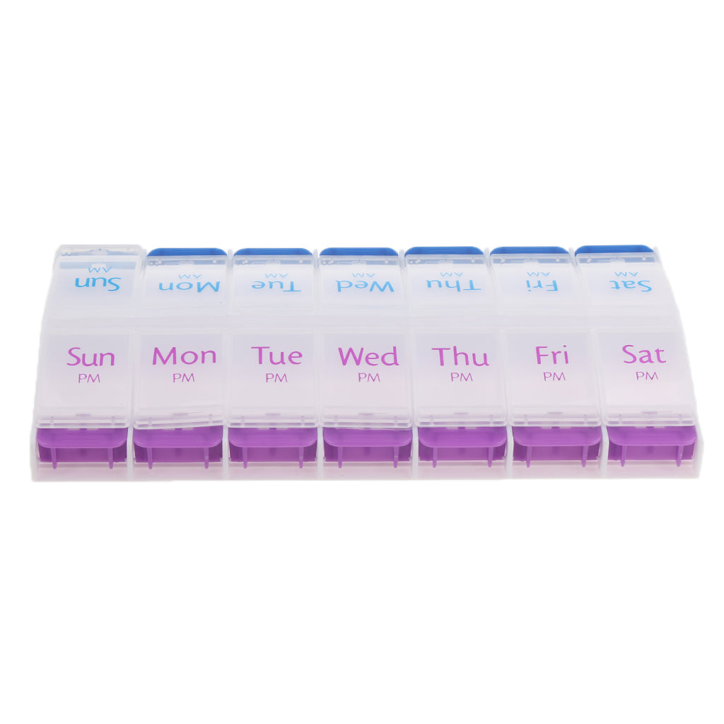 AM PM 14 Slots 7 Day Travel Pill Tablet Medicine Capsule Box Organizer Holder Case