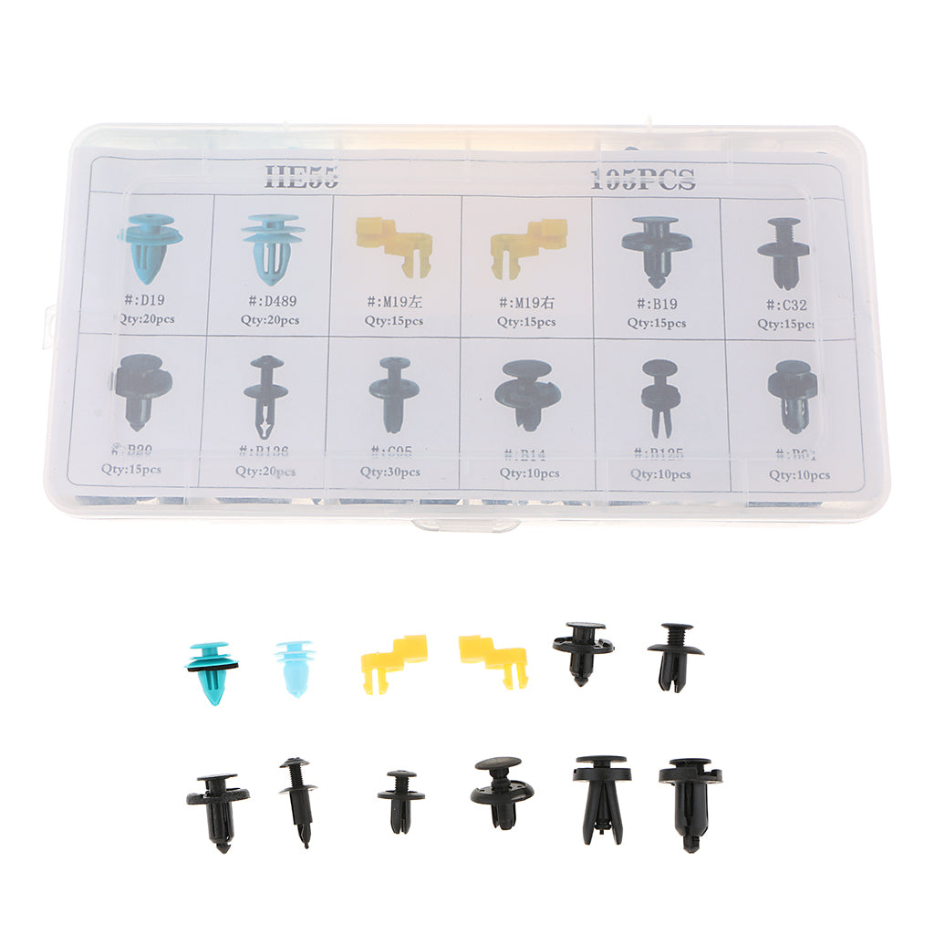 195 Pieces Car Push Pin Rivet Fasteners Clips Mixed for BMW Honda GM jeep SUZUKI