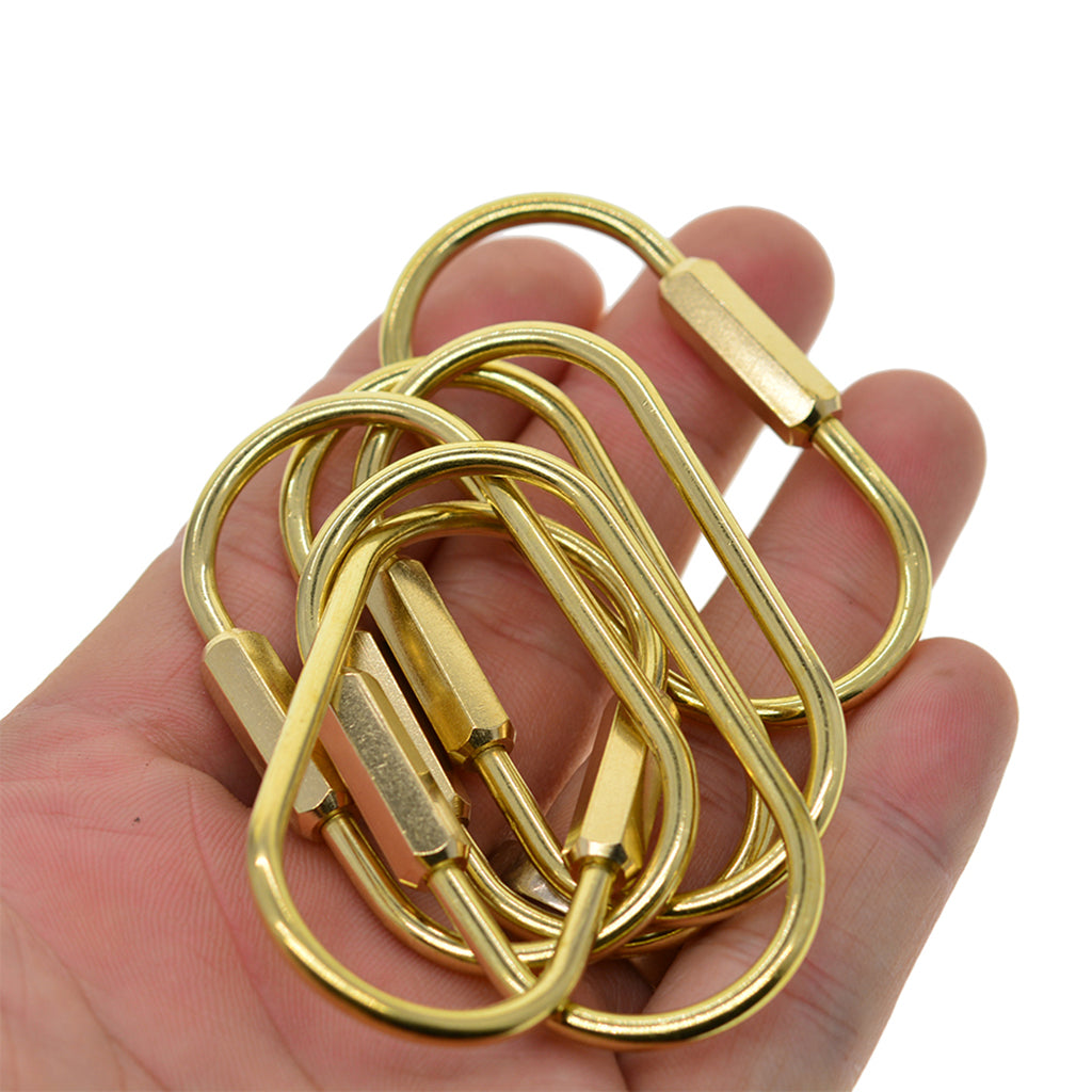 6 Pieces Wholesale Durable Brass Screw Lock Key Ring Keychain Holder Oval Shape Locking Ring