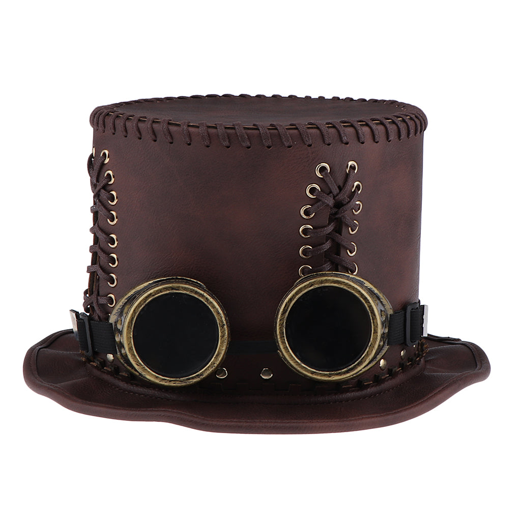 Adults Steampunk Gear Punk Hat with Goggle Victorian Fancy Dress Accessories