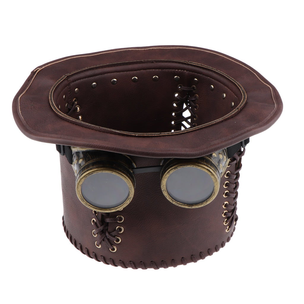 Adults Steampunk Gear Punk Hat with Goggle Victorian Fancy Dress Accessories