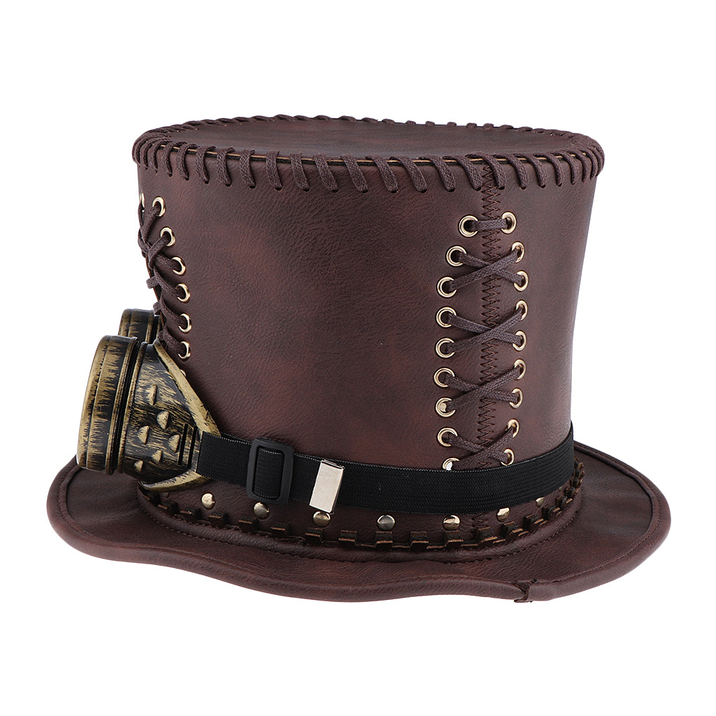 Adults Steampunk Gear Punk Hat with Goggle Victorian Fancy Dress Accessories