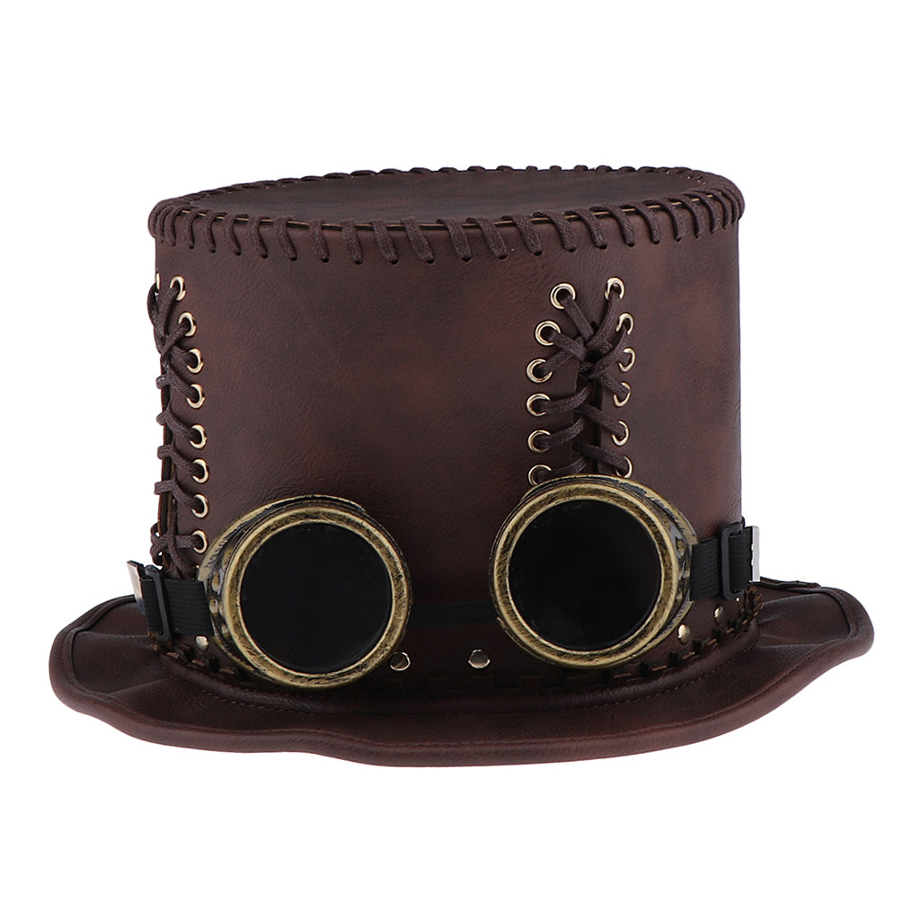 Adults Steampunk Gear Punk Hat with Goggle Victorian Fancy Dress Accessories