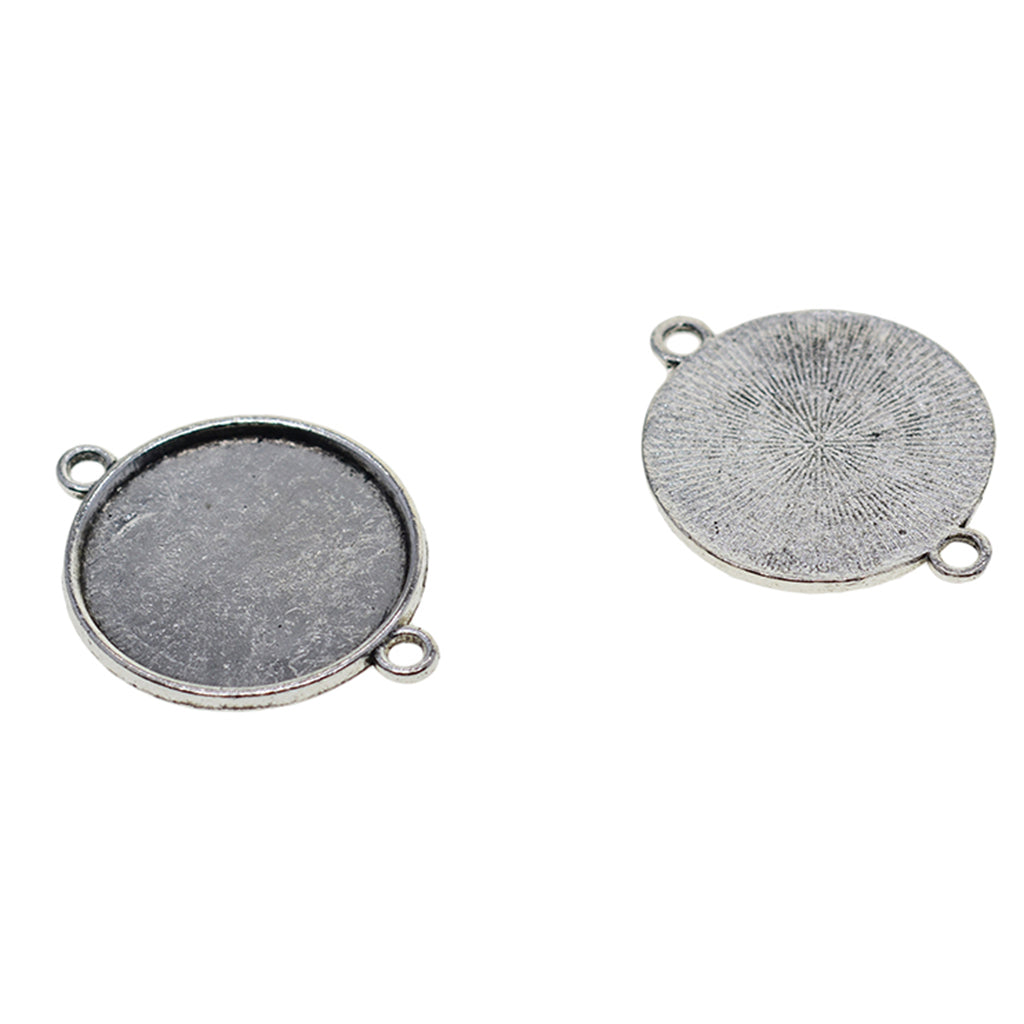 50 Pieces Tibetan Silver Bezel Pendant Trays Double Loops Round Cabochon Settings Trays Pendant Blanks DIY Jewelry Making Findings 25mm Bezel