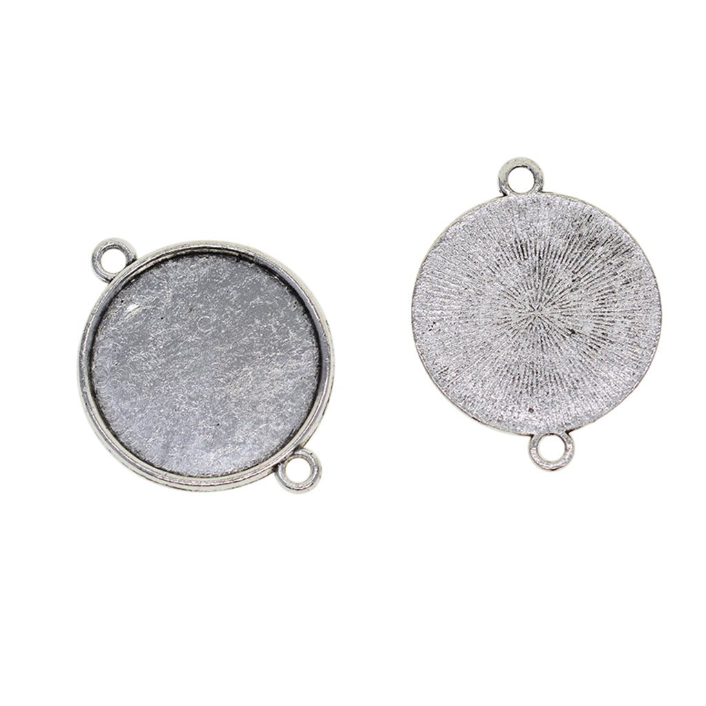 50 Pieces Tibetan Silver Bezel Pendant Trays Double Loops Round Cabochon Settings Trays Pendant Blanks DIY Jewelry Making Findings 25mm Bezel