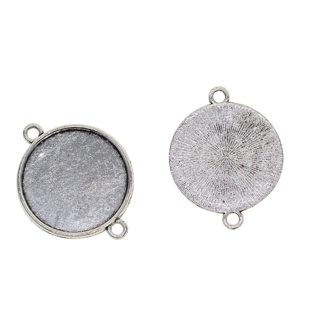 50 Pieces Tibetan Silver Bezel Pendant Trays Double Loops Round Cabochon Settings Trays Pendant Blanks DIY Jewelry Making Findings 25mm Bezel