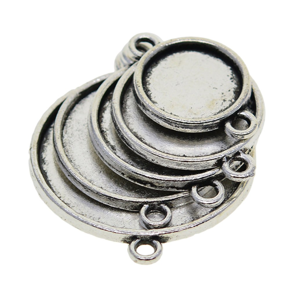 50 Pieces Tibetan Silver Bezel Pendant Trays Double Loops Round Cabochon Settings Trays Pendant Blanks DIY Jewelry Making Findings 25mm Bezel