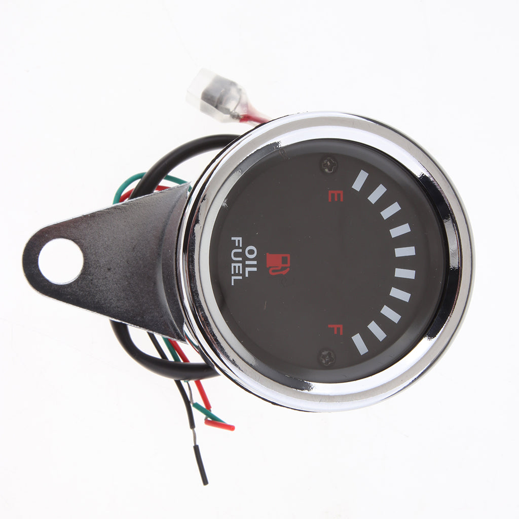 Chrome 12V Universal Motorcycle Round LED Digital Oil Fuel Level Gauge 65 Mm