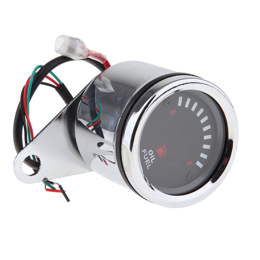 Chrome 12V Universal Motorcycle Round LED Digital Oil Fuel Level Gauge 65 Mm