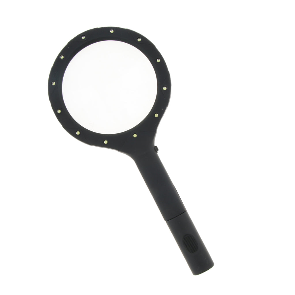 Black LED Illuminated Handheld Elderly  Magnifier Glass Magnifying Lens Tool