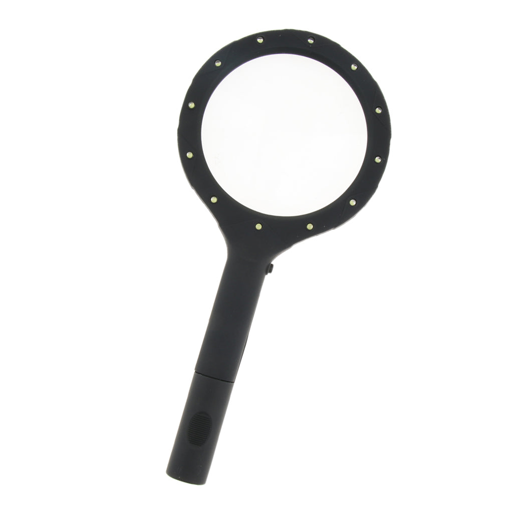 Black LED Illuminated Handheld Elderly  Magnifier Glass Magnifying Lens Tool