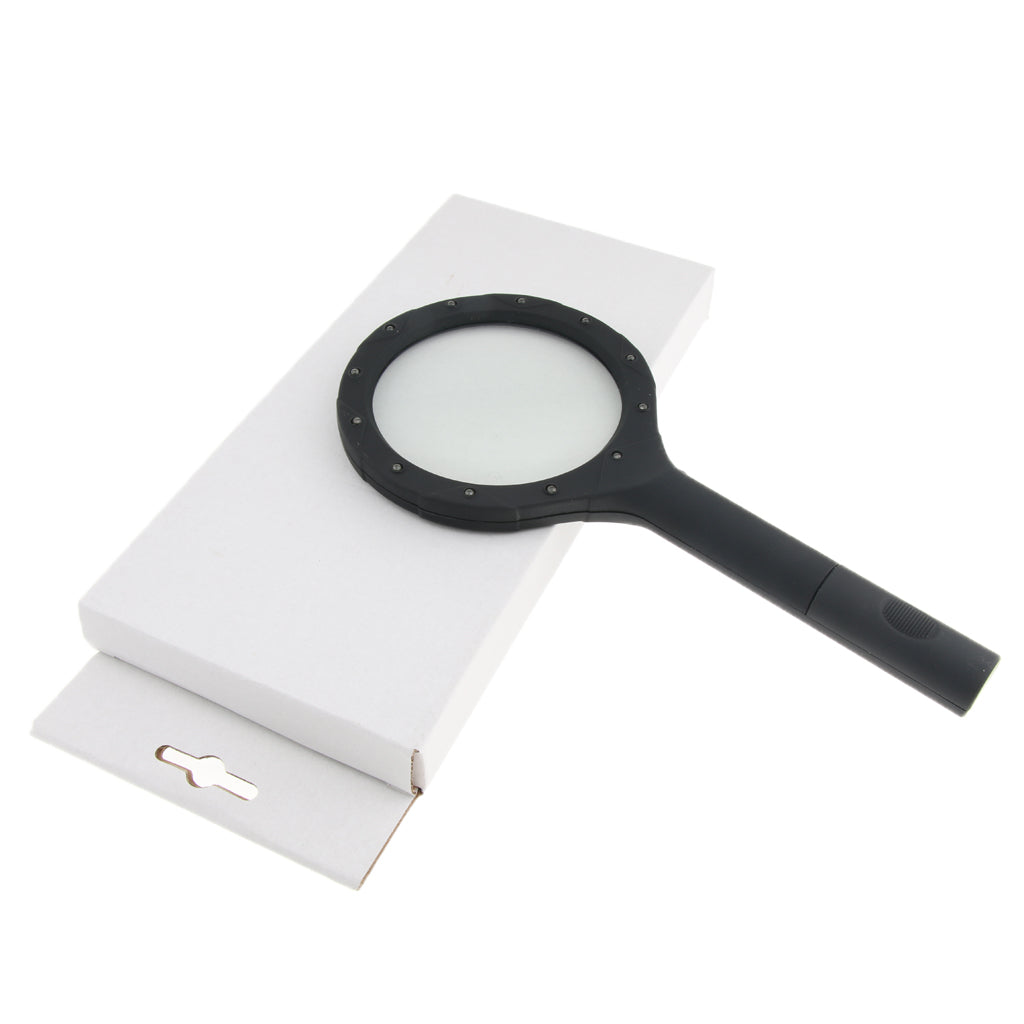 Black LED Illuminated Handheld Elderly  Magnifier Glass Magnifying Lens Tool