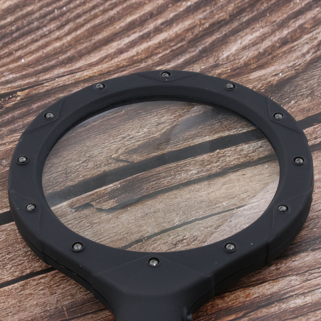 Black LED Illuminated Handheld Elderly  Magnifier Glass Magnifying Lens Tool