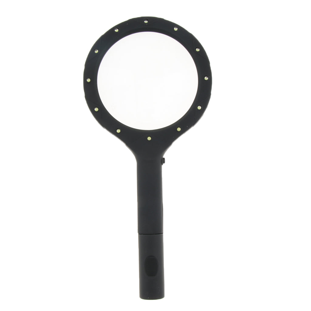 Black LED Illuminated Handheld Elderly  Magnifier Glass Magnifying Lens Tool