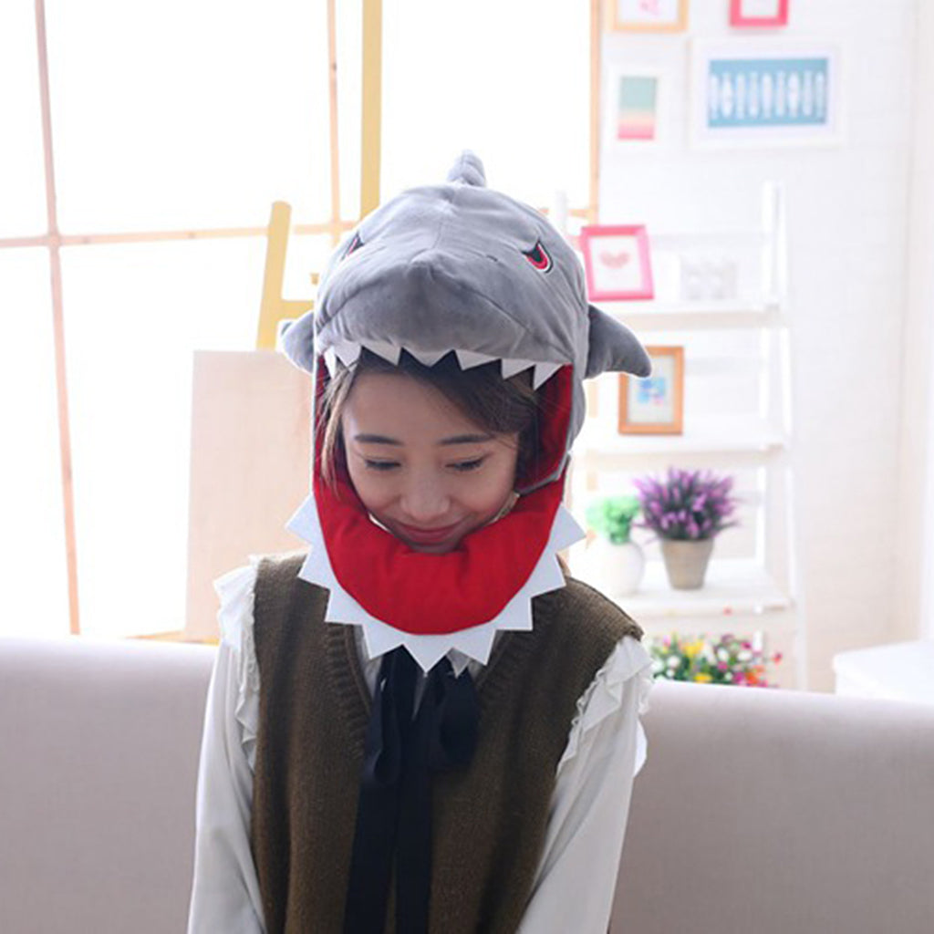 Novelty Adults Cartoon Shark Sea Animal Fun Plush Soft Warm Fancy Dress Christmas Party Hat Props