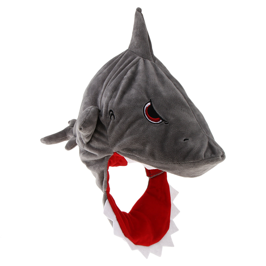 Novelty Adults Cartoon Shark Sea Animal Fun Plush Soft Warm Fancy Dress Christmas Party Hat Props